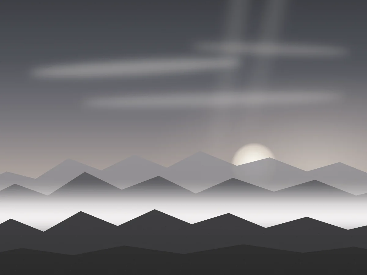 Ridgeline at sunrise, flat and desaturated before colour work